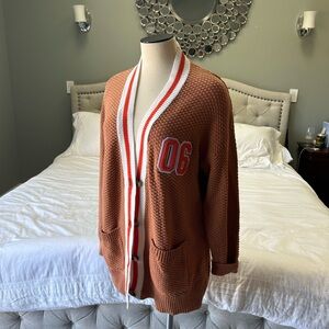 Oversized collegiate fall cardigan